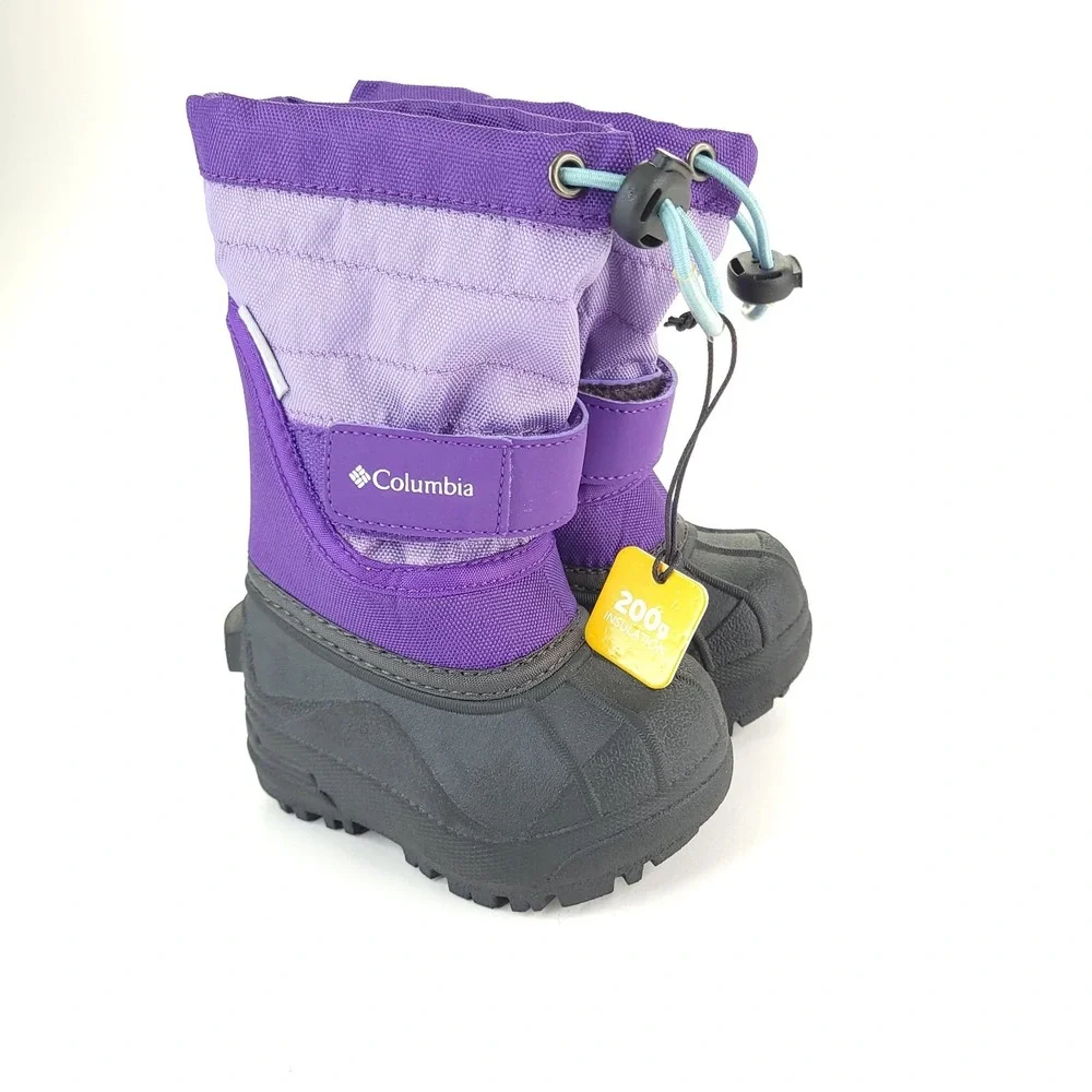 Columbia Powderbug Plus II Snow Boots Toddler 4 Purple Black Winter Insulated